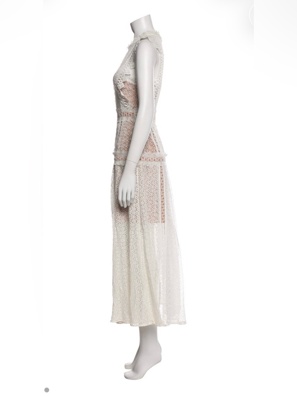 Self-Portrait White Lace Midi Dress - Size US 6 (Fits like a 2/4) - Picture 5 of 9